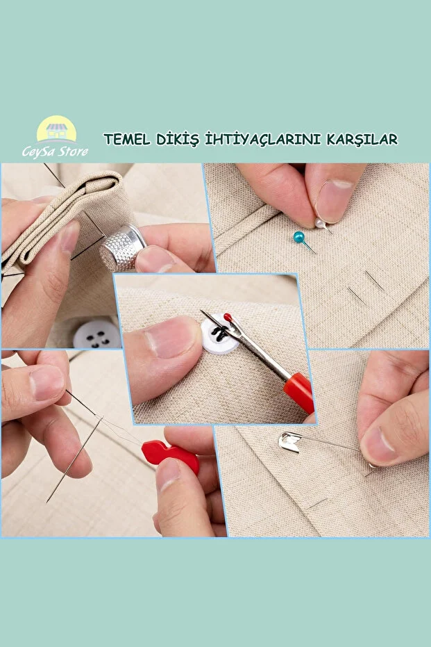 Dikiş Seti, Taşınabilir Mini Acil Durum ve Seyehat Dikiş Kiti, İplik, İğne, Makas, Mezura Dahil